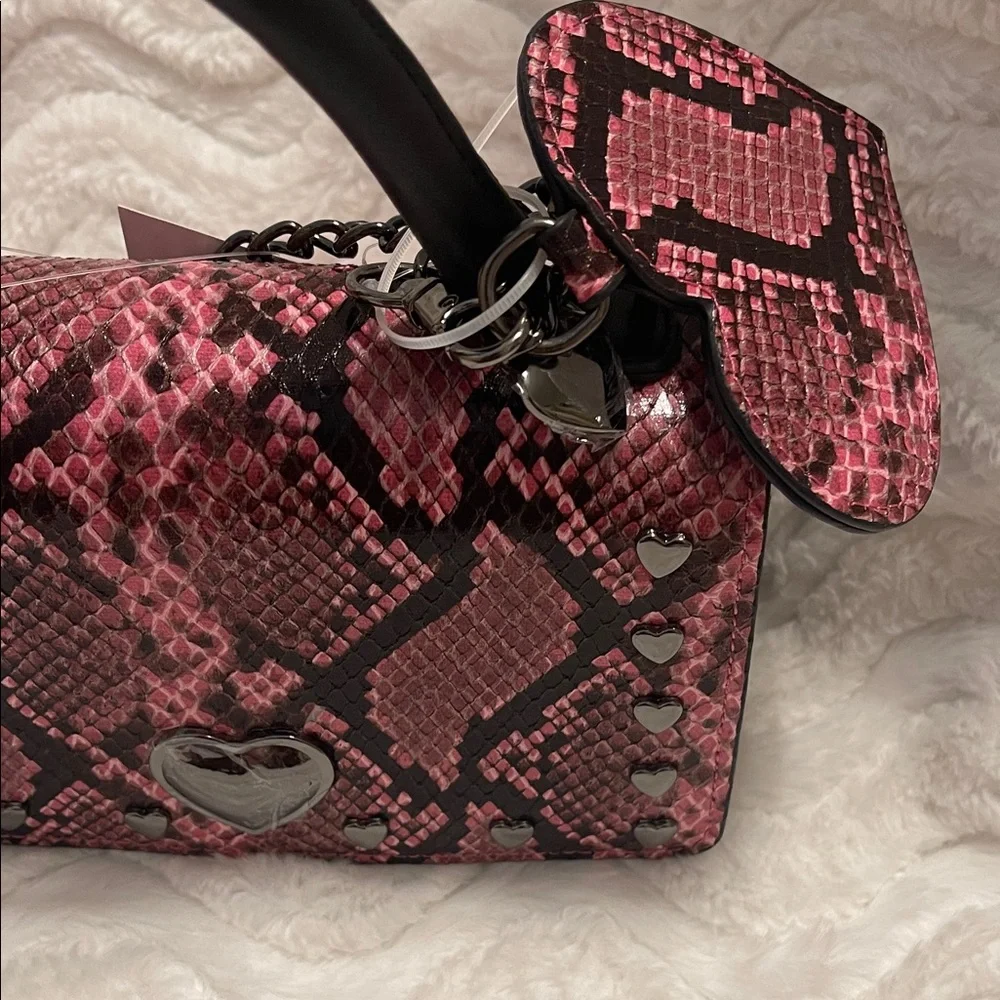 NWT Betsey Johnson Pink Snake Print Crossbody Bag - Picture 7 of 16